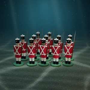 The Red Regiment — Lot of 12 Painted Lead Grenadiers — photographed on the sea floor