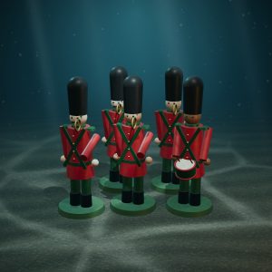 Highland Pipers & Drummer — Painted Lead, 5 Figures — photographed on the sea floor