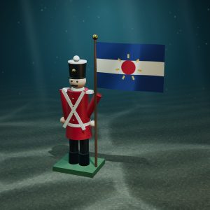 The Lone Standard-Bearer — Oversized 6-Inch Soldier — photographed on the sea floor