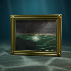 Storm Off the Chicago Breakwater — Oil on Canvas — photographed on the sea floor