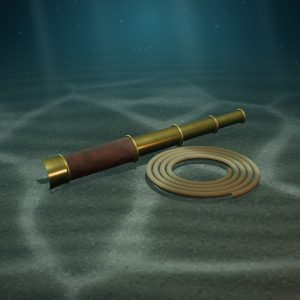 Three-Draw Brass Spyglass — photographed on the sea floor