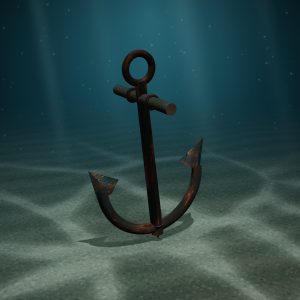 North Branch Anchor, Rust-Scarred — photographed on the sea floor