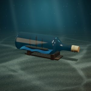 Lake Michigan Schooner in a Bottle — “The Night Prowler” — photographed on the sea floor