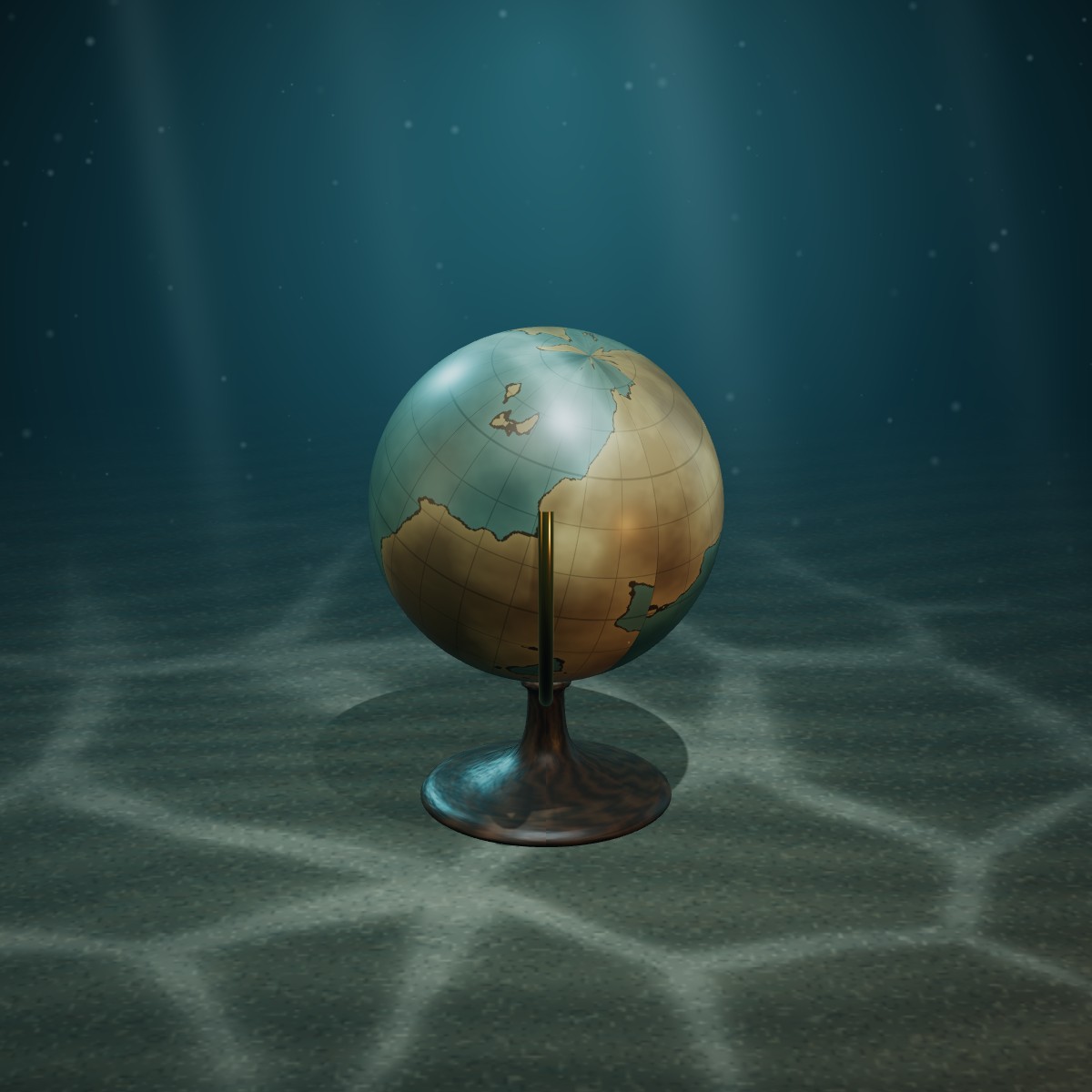 Desk Globe of Unknown Seas — photographed on the sea floor