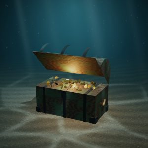 Captain’s Sea Chest, Iron-Strapped — photographed on the sea floor