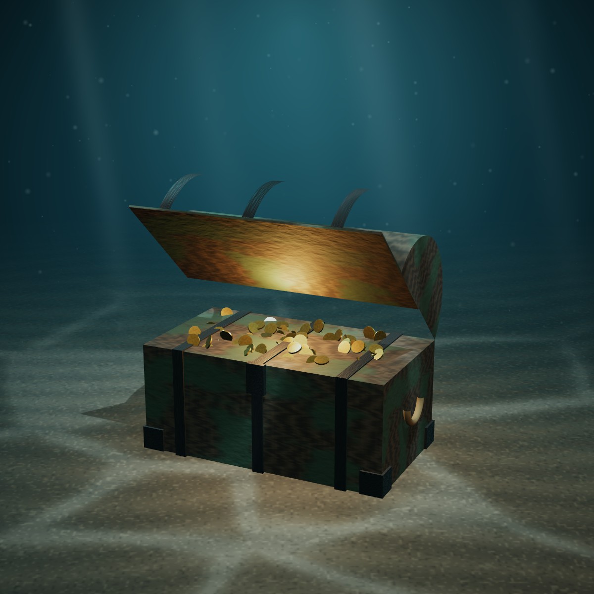 Captain’s Sea Chest, Iron-Strapped — photographed on the sea floor