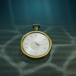 Brass Pocket Watch, Stopped at 4:17 — photographed on the sea floor