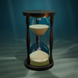 Thirty-Minute Sand Glass — photographed on the sea floor