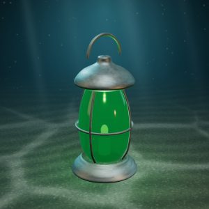 Bridge Tender’s Lantern, Green Glass — photographed on the sea floor