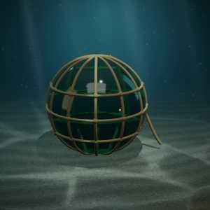 Glass Fishing Float, Lake Michigan Green — photographed on the sea floor
