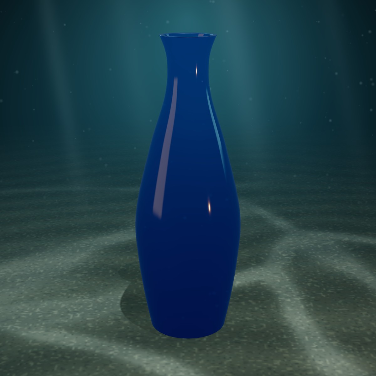 Tall Cobalt Glass Vase — photographed on the sea floor