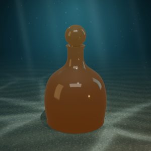 Amber Glass Decanter with Stopper — photographed on the sea floor