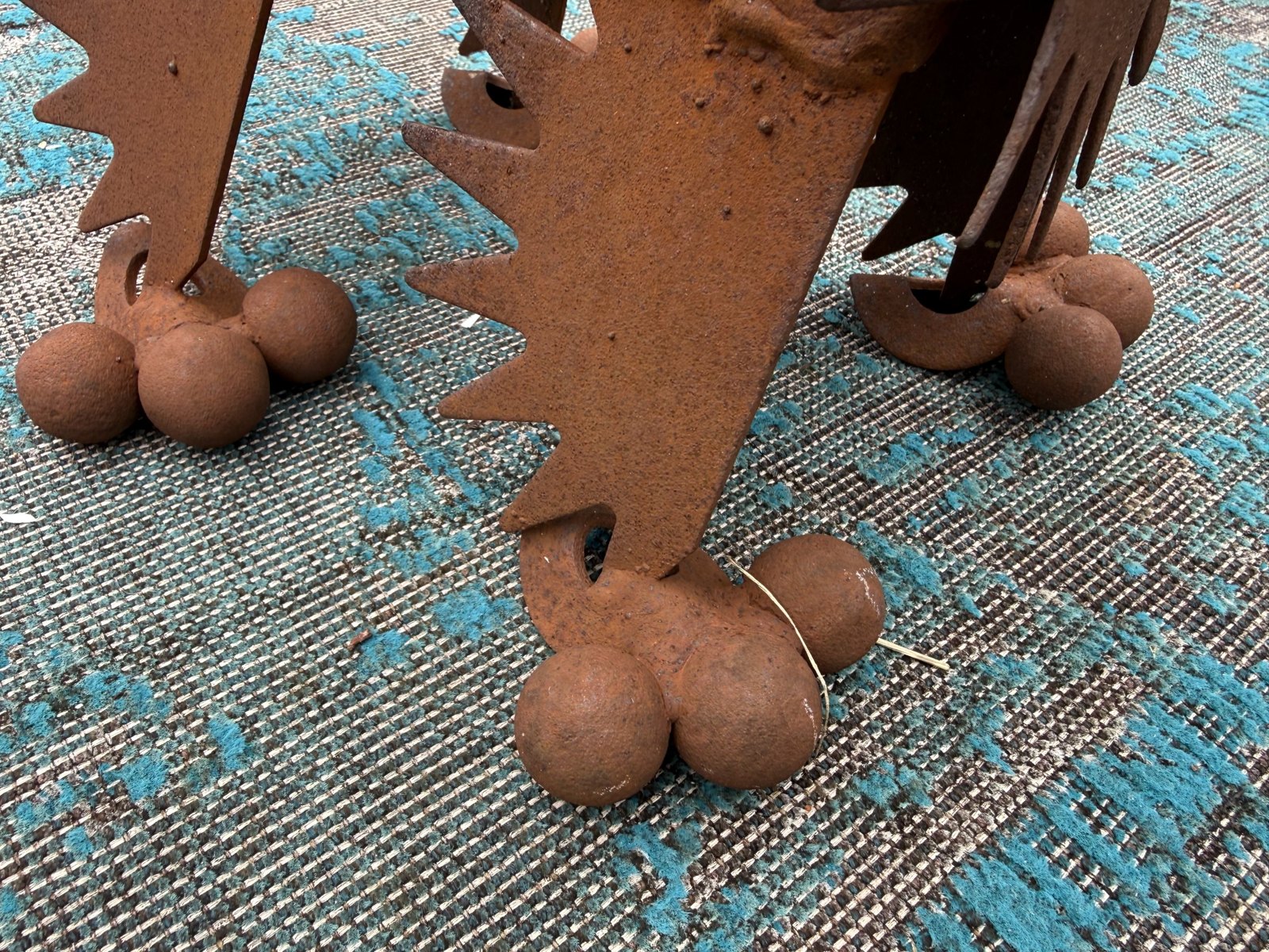 Lot 212, welded rusty steel dog sculpture with floppy ears