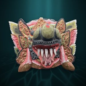 Garuda Bali Painted Dragon Mask, Pink Wings