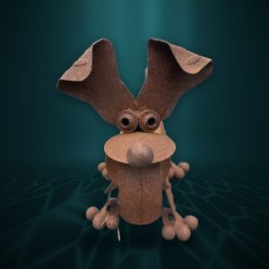 Rusty Steel Dog with Floppy Ears