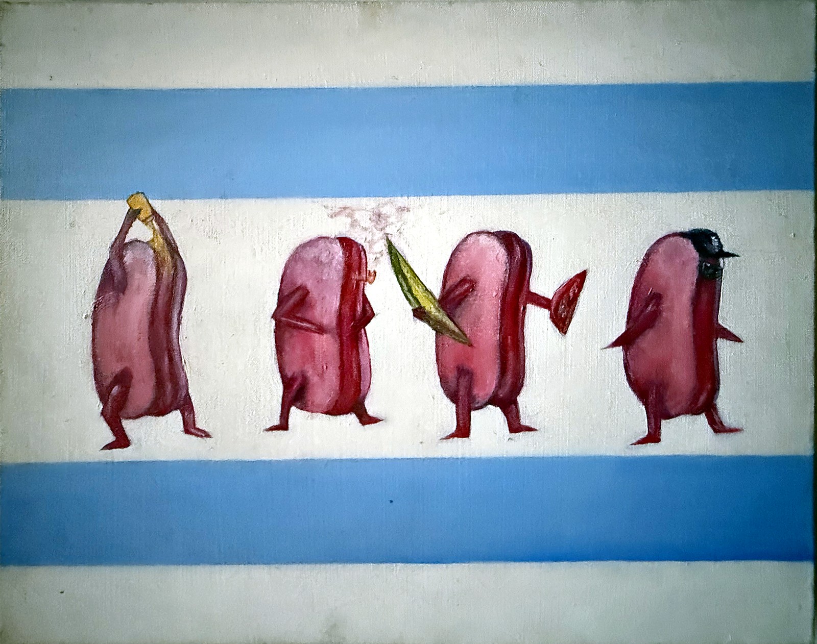 Lot 232 — Four Hot Dogs on the Chicago Flag - Image 2
