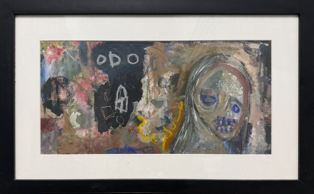 Lot 079 — Faces and Scrawl, Black Frame - Image 2