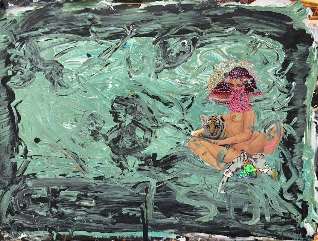 Lot 084 — Teal Slab with Tiger Cub - Image 2