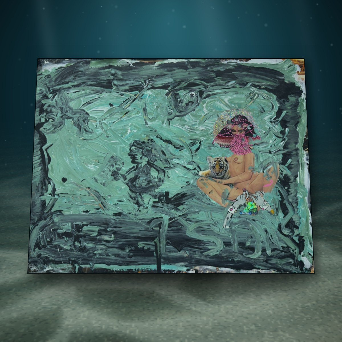 Lot 084 — Teal Slab with Tiger Cub