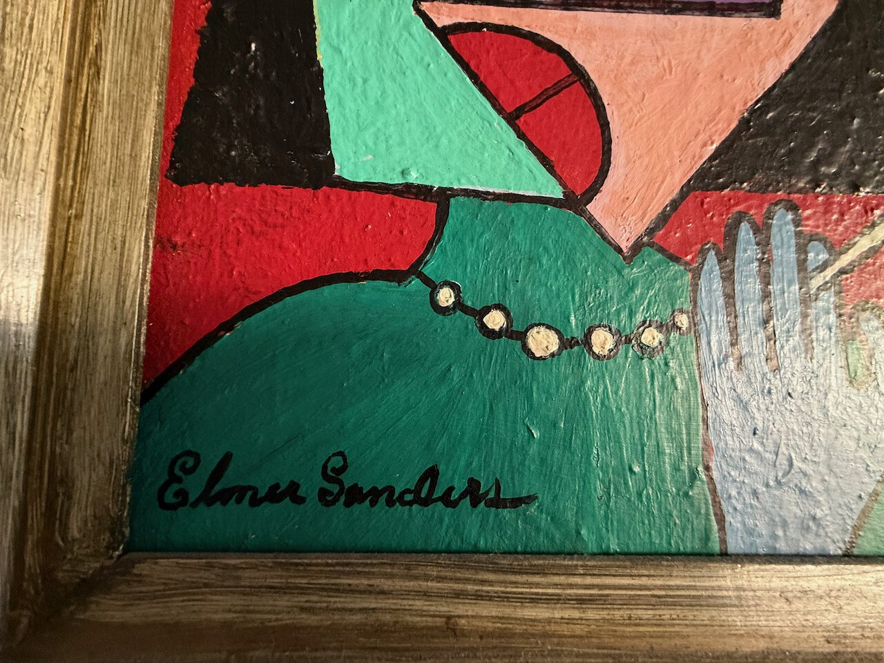 Lot 107 — Green Woman with Pearls, Rustic Frame - Image 3