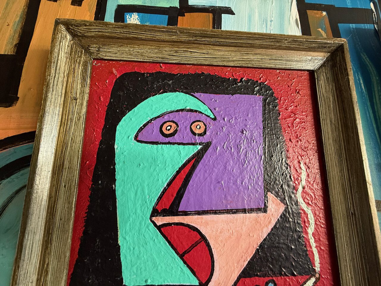 Lot 107 — Green Woman with Pearls, Rustic Frame - Image 4