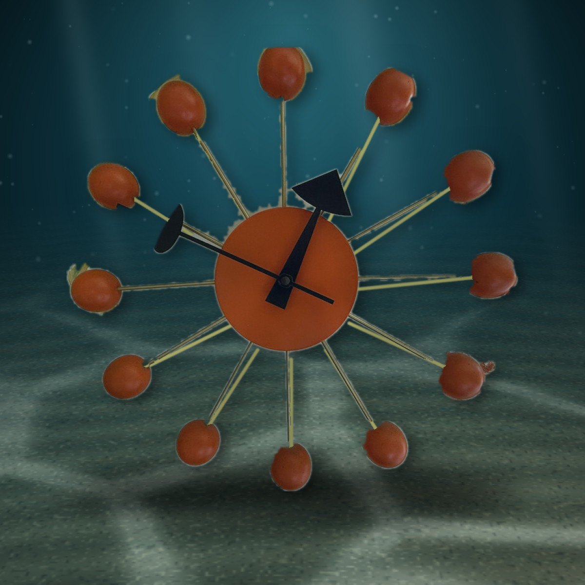 A ball wall clock staged in the hold