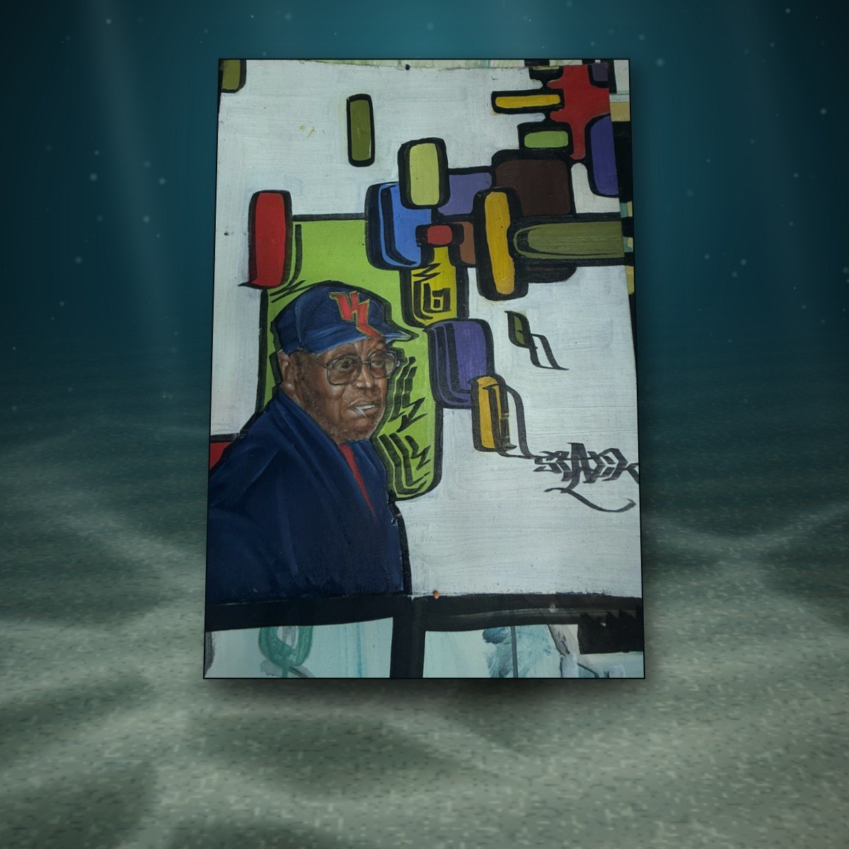 Lot 111 — Man in a Blue Cap, Graffiti Lettering