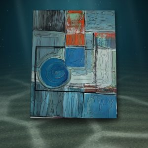 Lot 115 — Blue Blocks and Spiral, Heavy Black Line
