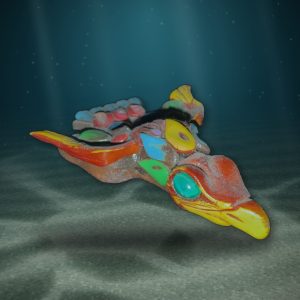 Lot 124 — Painted Carved Bird, Turquoise Eye