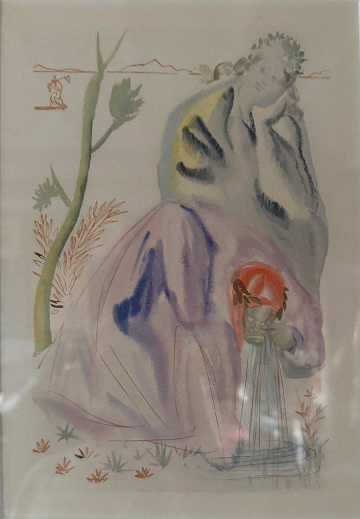 Lot 127 — Robed Figure in Watercolor, Under Glass - Image 2