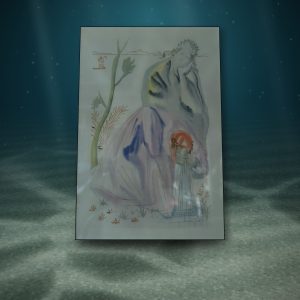 Lot 127 — Robed Figure in Watercolor, Under Glass