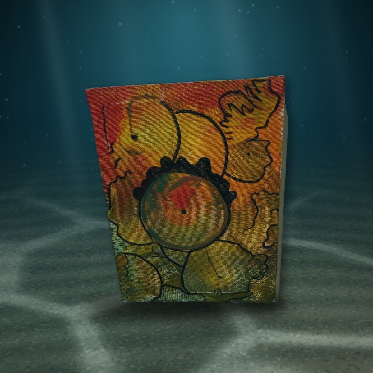 Lot 134 — Orange Sun Panel, Painted Canvas