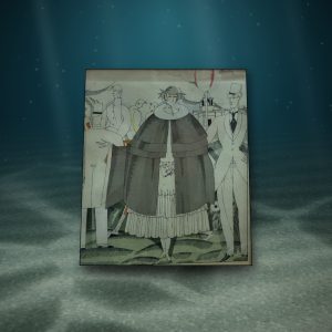 Lot 135 — Lady in a Grey Cape Among Top Hats