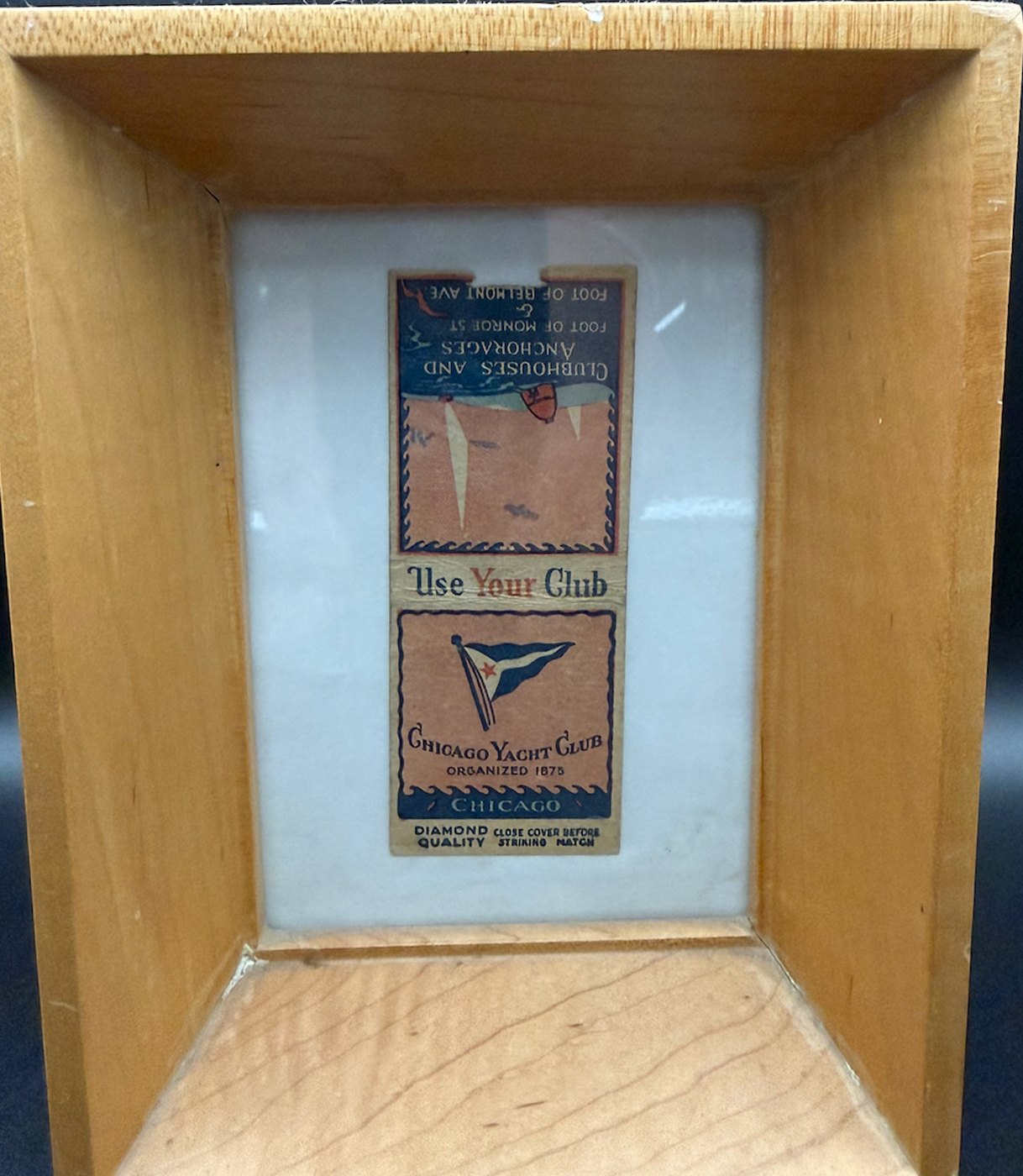 Lot 140 — Chicago Yacht Club Matchbook, Shadowbox Frame - Image 2
