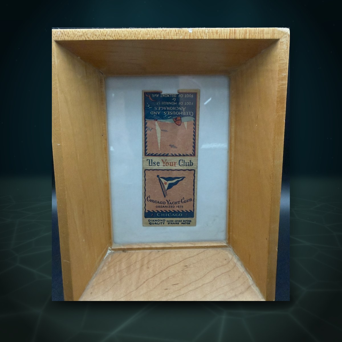 Chicago Yacht Club Matchbook, Shadowbox Frame — Whaleworx lot 140