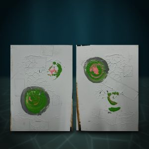 Green Targets on Cracked White, Pair
