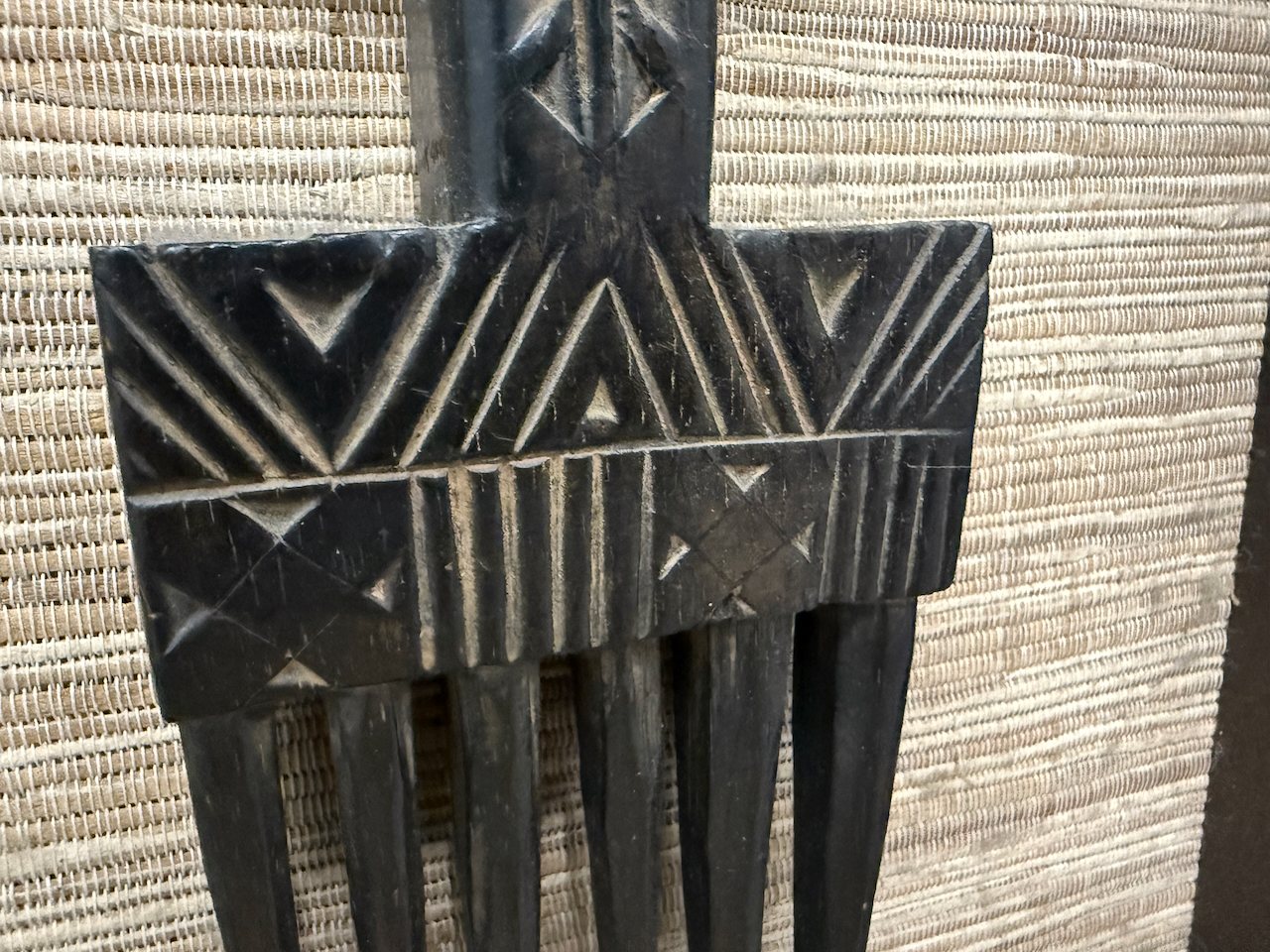 Lot 151 — Carved Comb in a Grasscloth Shadowbox - Image 5
