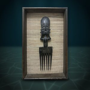 Carved Comb in a Grasscloth Shadowbox — Whaleworx lot 151
