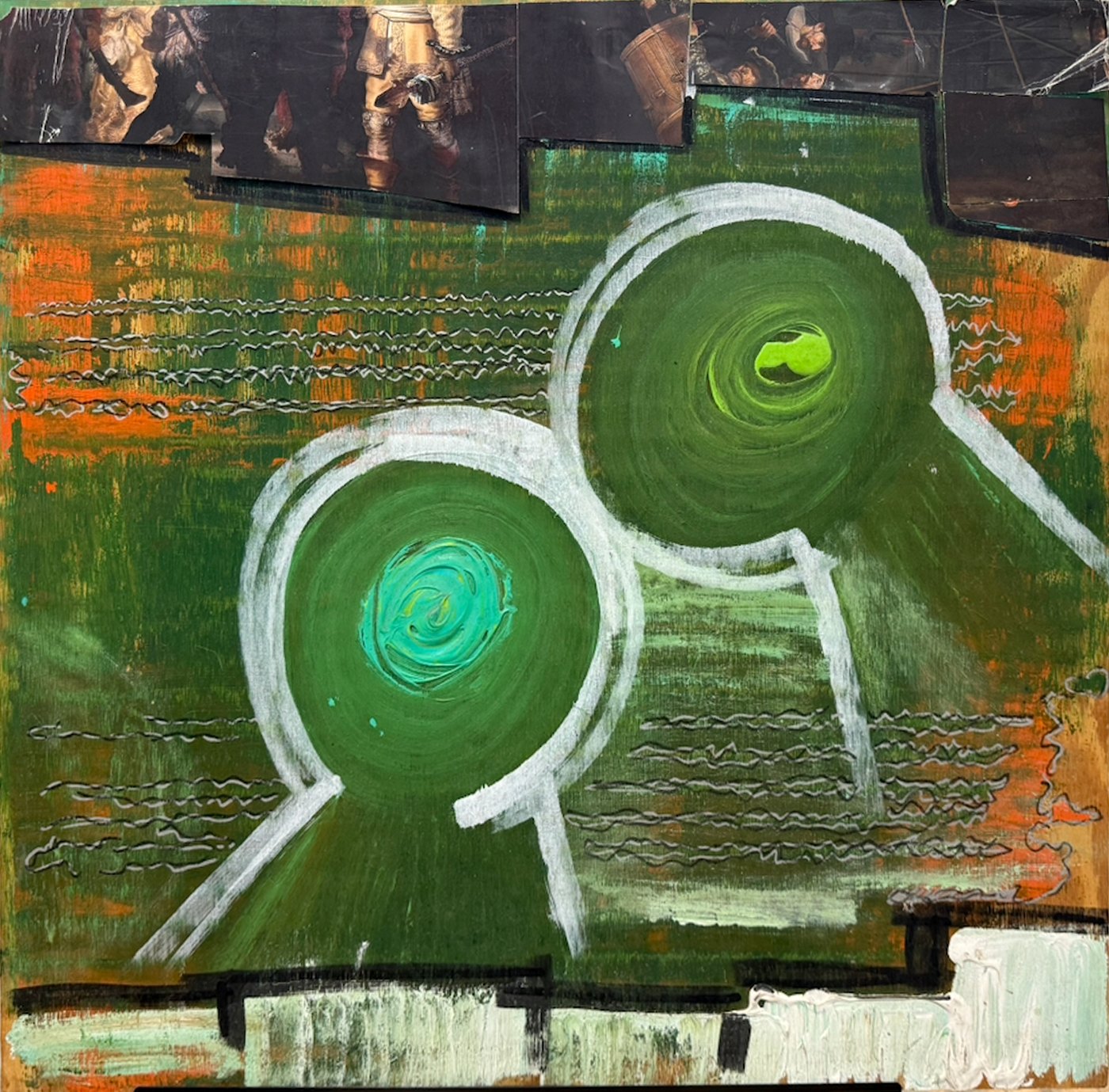 Lot 161 — Two Green Eyes Over a Torn Old Master - Image 2