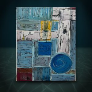 Blue Grid with a Spiral Moon