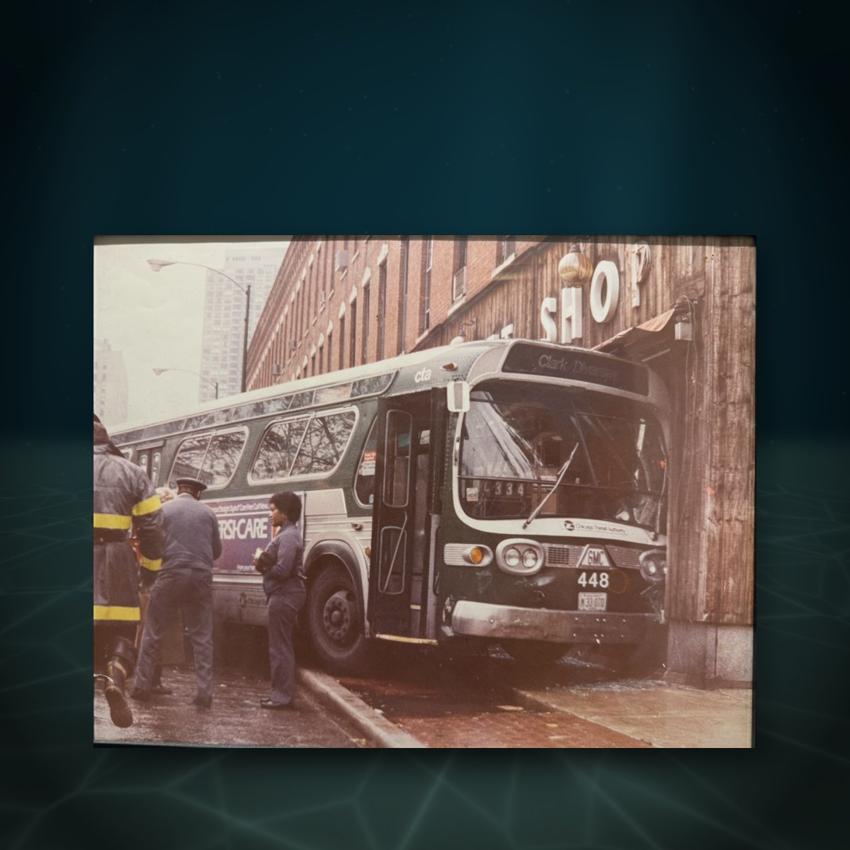 CTA Bus 448 Crash Photograph, Framed — Whaleworx lot 174