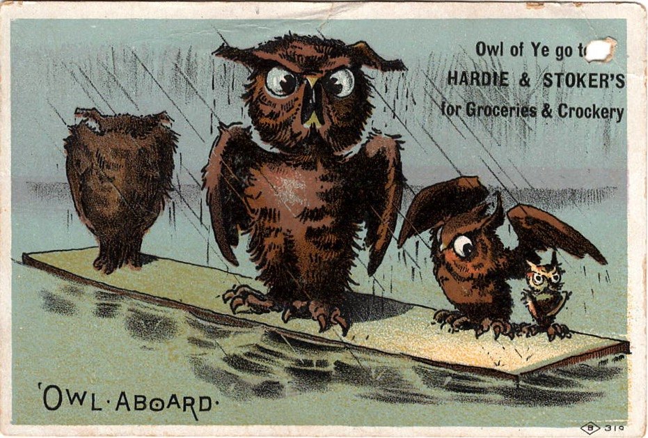 Lot 182 — Owl Trade Card, “’Owl Aboard” - Image 2