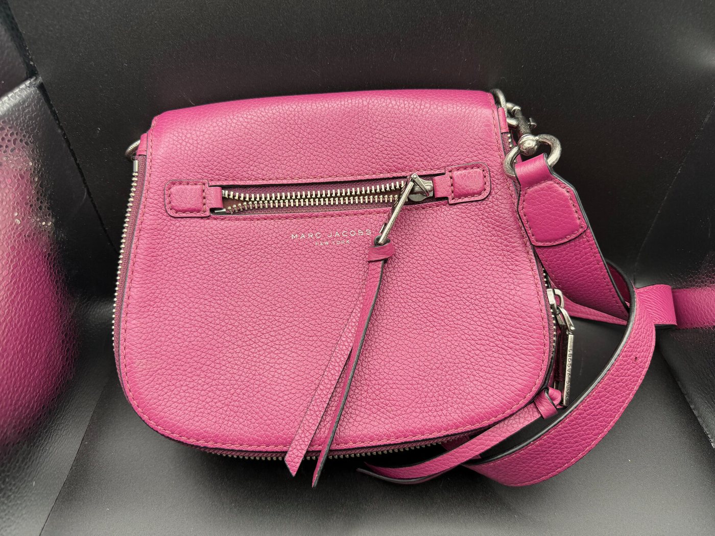 Marc Jacobs Pink Pebbled Leather Saddle Crossbody