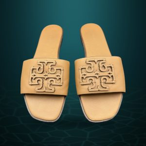 Tory Burch Logo Slide Sandals, Tan