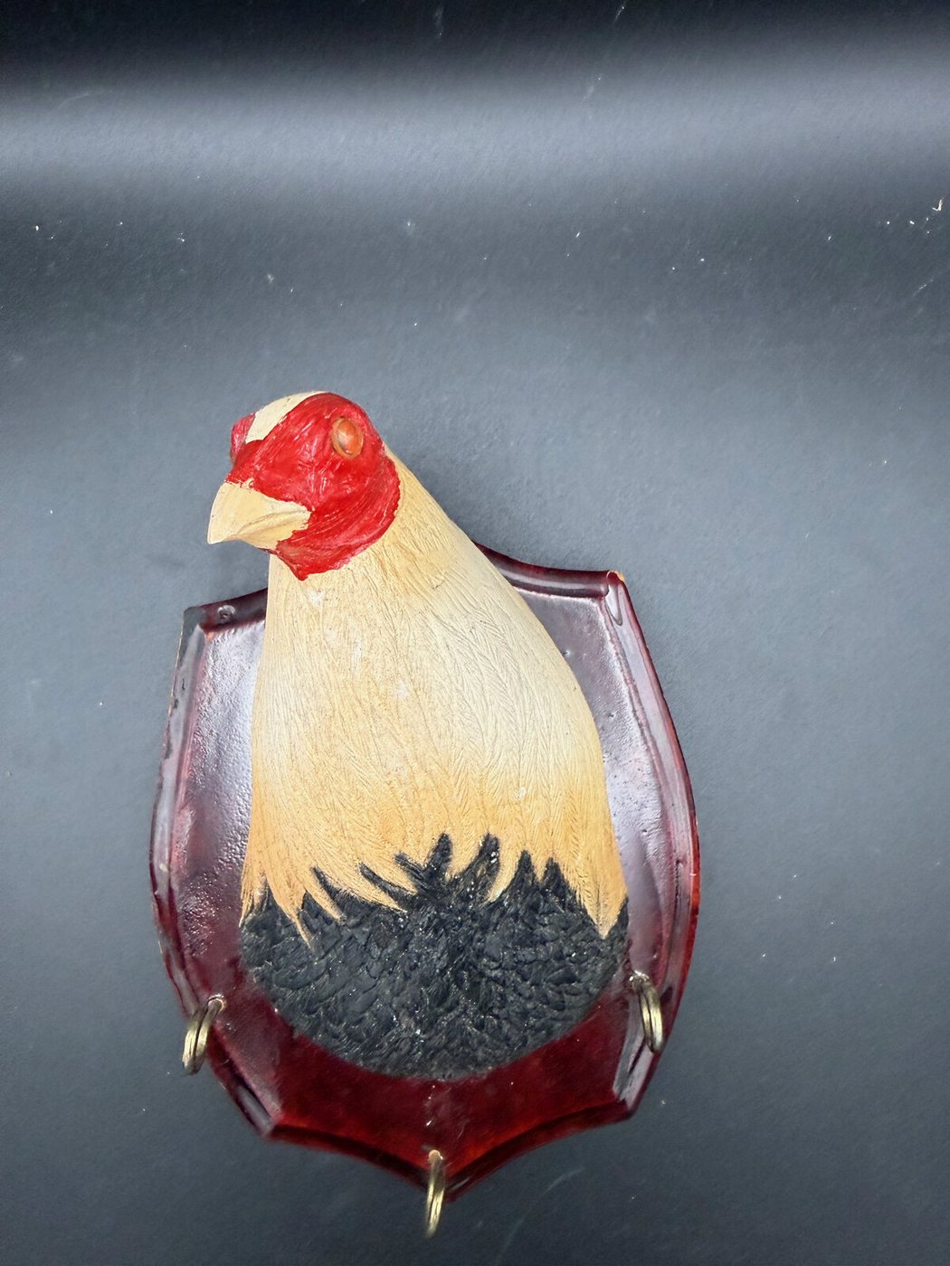 Rooster on a Shield, Wall Hook Plaque