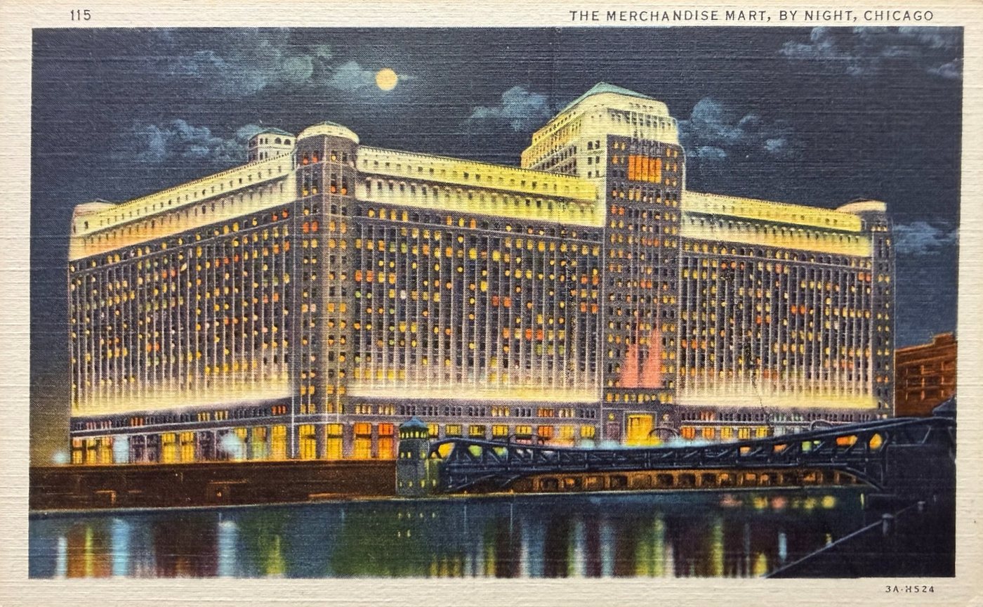The Merchandise Mart by Night, Chicago Postcard