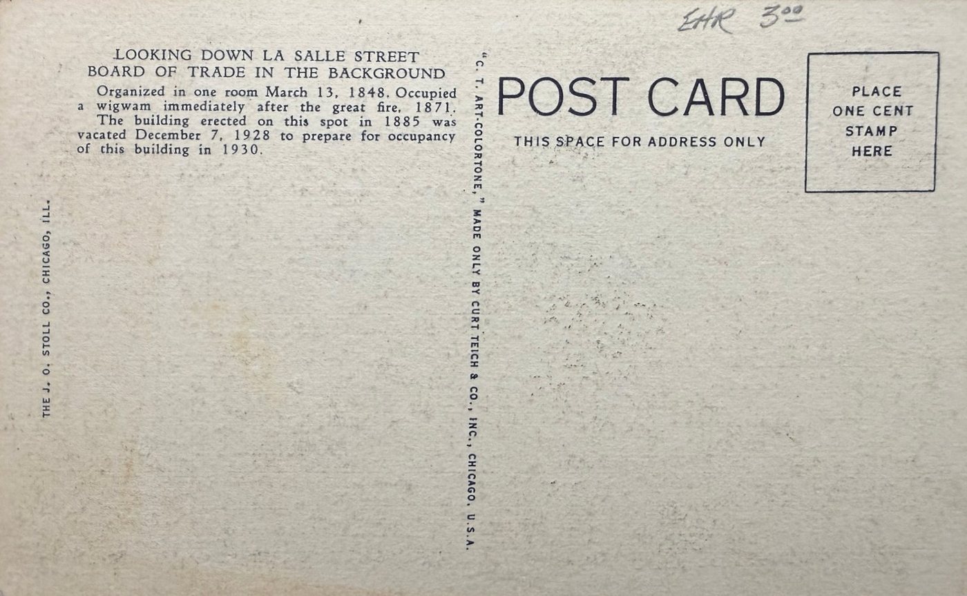 Looking Down La Salle Street, Chicago Postcard