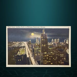 Night Scene Looking South on Michigan Boulevard, Chicago Postcard