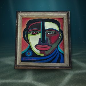 Lot 065 — Cubist Face, Wooden Frame