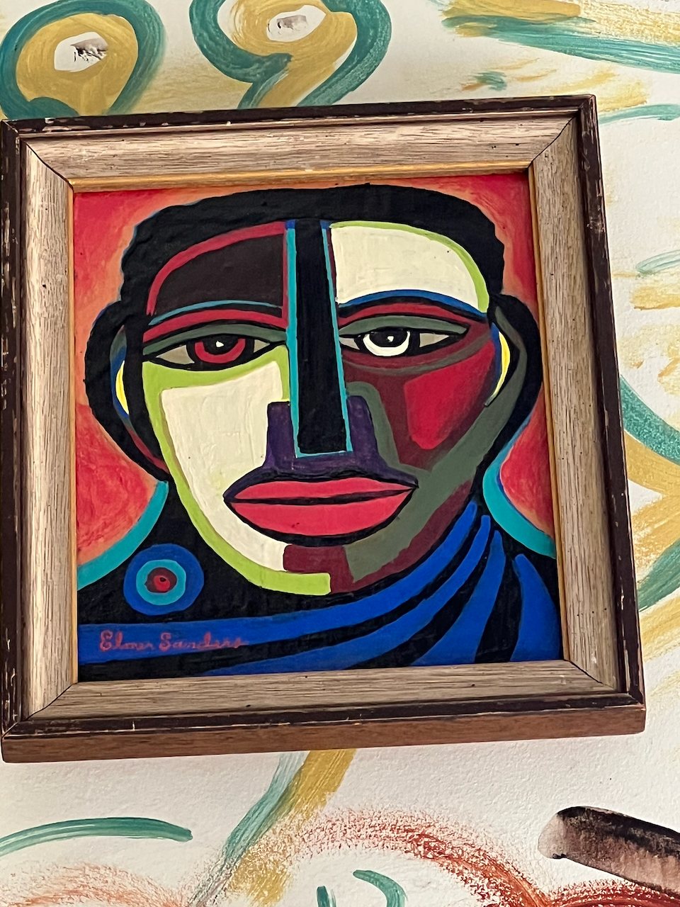 Lot 065 — Cubist Face, Wooden Frame - Image 2
